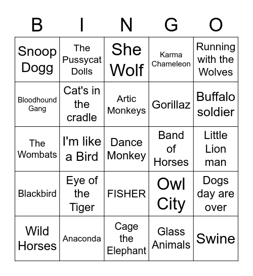 Dyreriket Bingo Card