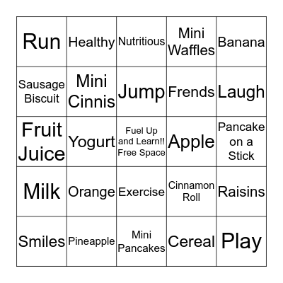 Breakfast Bingo Card