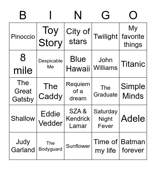Film hits Bingo Card