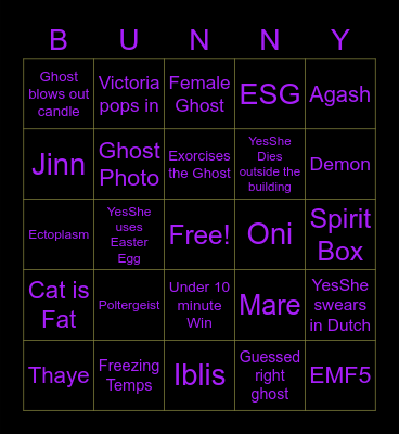 Demonology Bingo Card