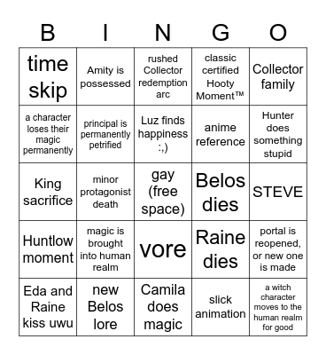 owl house finale Bingo Card