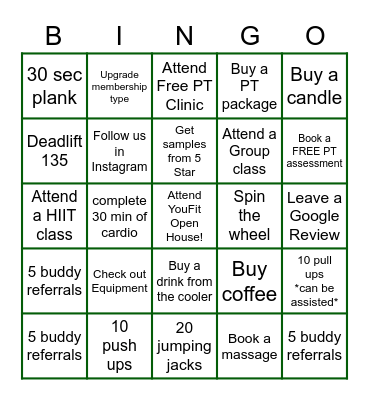 YouFit Open House Bingo Card