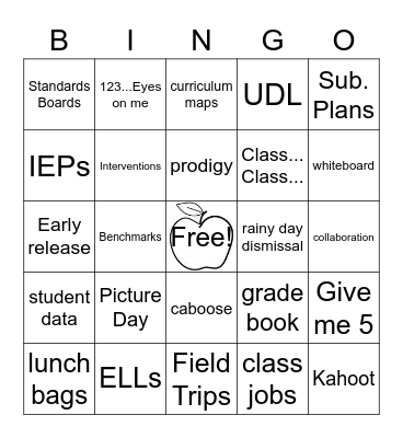Teacher Lingo Bingo Card
