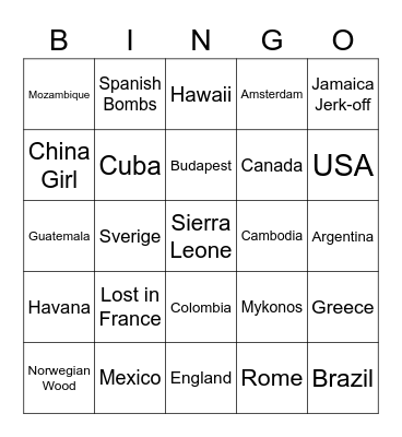 Verden rundt Bingo Card