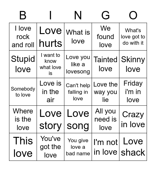 Kjærligheten lenge leve Bingo Card