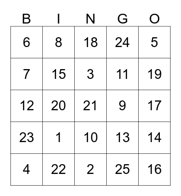 NEW YEAR BINGO SESSION #1 Bingo Card