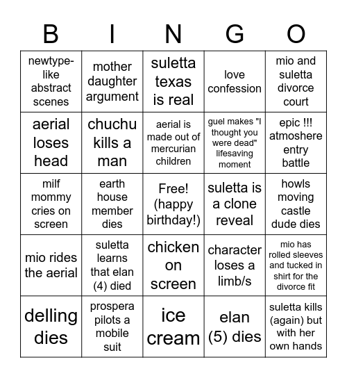 gwitch season 2 predicsions Bingo Card