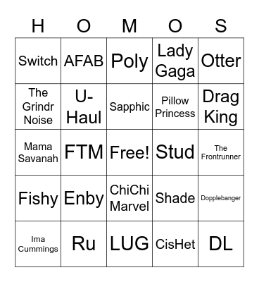 HOP KNOT'S BIG GAY BINGO Card