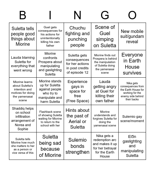 Gaywitch bingo episode 13-15 Bingo Card