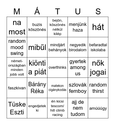 CsucsuKároly Bingo Card