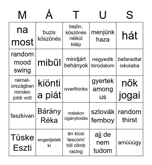 CsucsuKároly Bingo Card