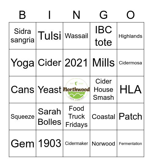 Northwood Cider Bingo Card