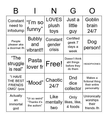 Auggie’s Bingo Card