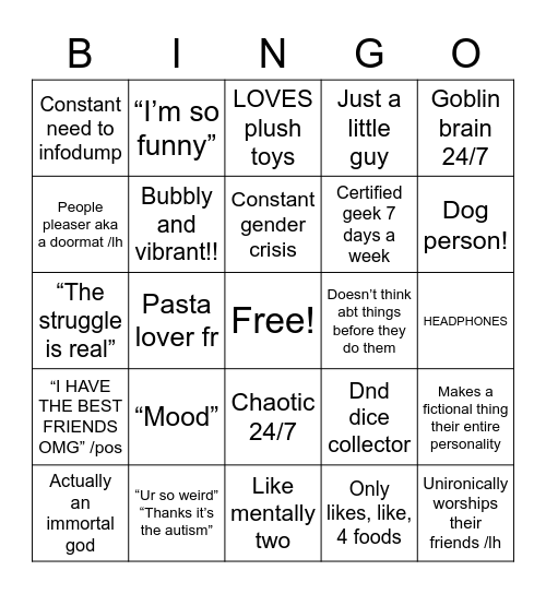 Auggie’s Bingo Card