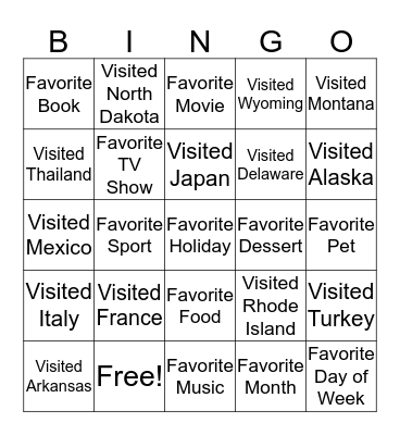 Getting to Know You Bingo! Bingo Card