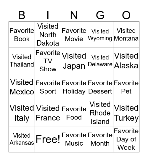 Getting to Know You Bingo! Bingo Card