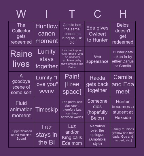 Watching and Dreaming Bingo Card