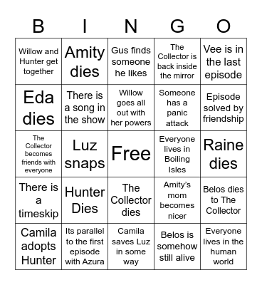 Owl House Predictions Bingo Card