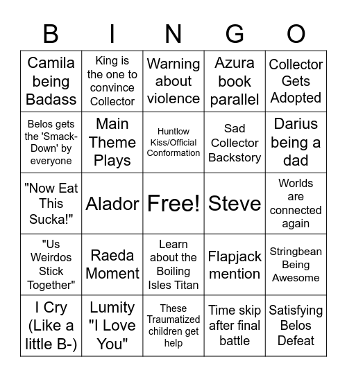 Watching and Dreaming Predictions Bingo Card