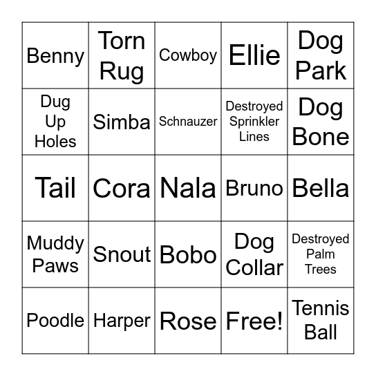 Dog bingo Card