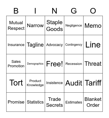 DECA Bingo Card