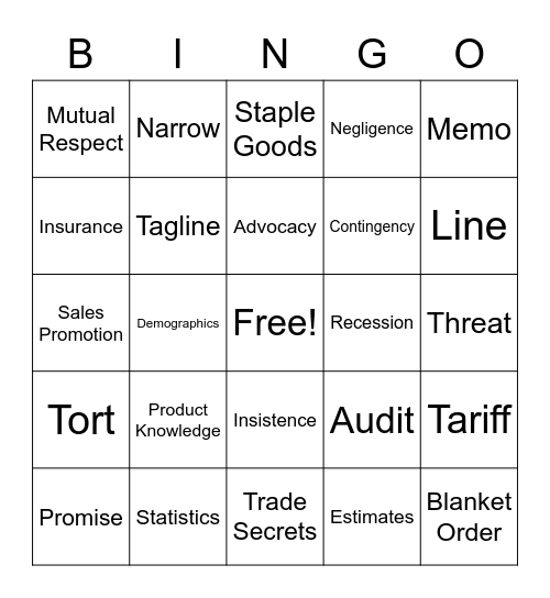 DECA Bingo Card