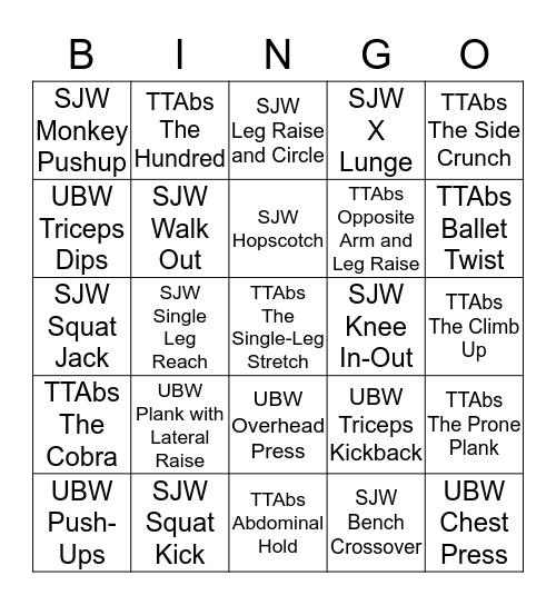 2016 Resolution Bingo Card