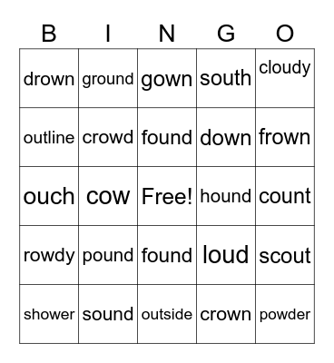ow/ou Bingo Card