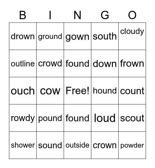 ow/ou Bingo Card