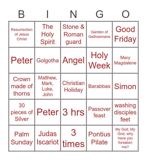 Easter Bingo Card