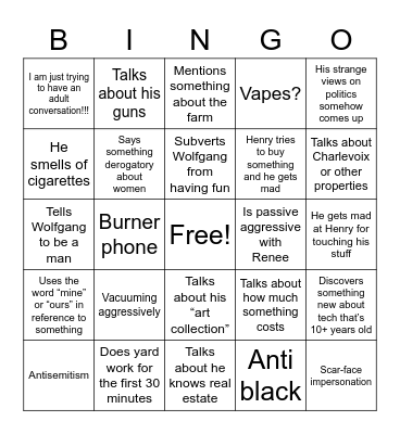 Jeff Easter Bingo Card
