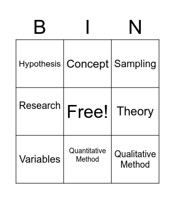 Bingo Vocabulary Bingo Card