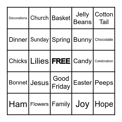 EASTER BINGO Card