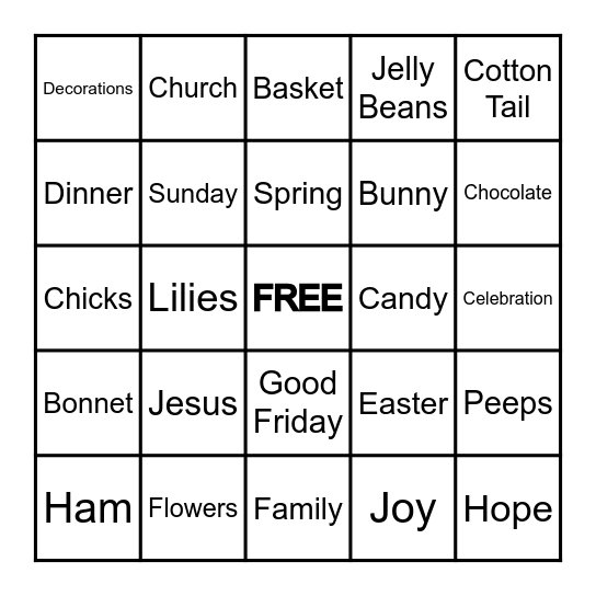 EASTER BINGO Card