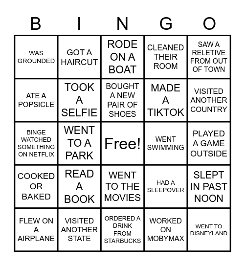 SPRING BREAK MIXER Bingo Card