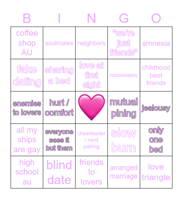 FANFIC TROPES Bingo Card