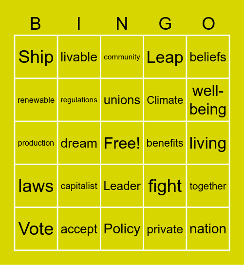 TRADITIONAL Bingo Card