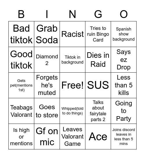 Joseph Bingo Card