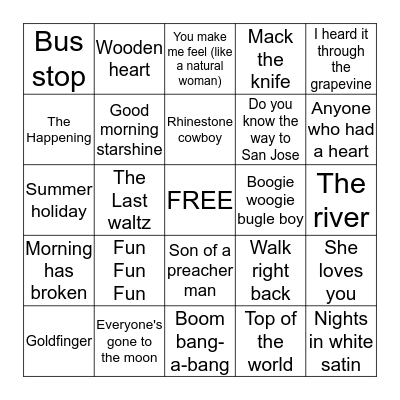 musical bingo 3 Bingo Card