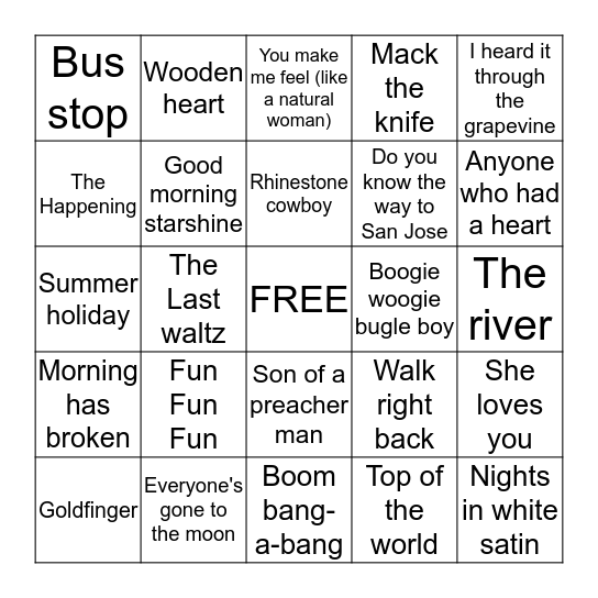 musical bingo 3 Bingo Card