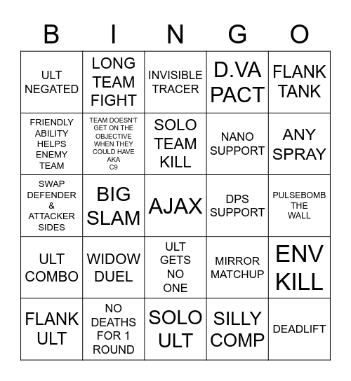 OWL PRO-AM FINALS Bingo Card