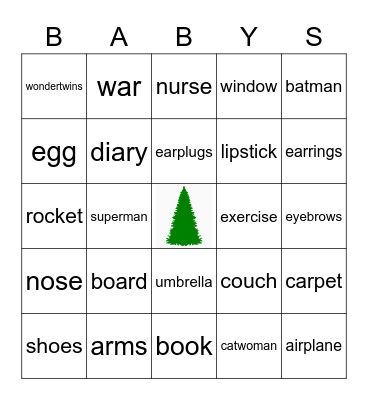 Jason and Kat's Baby Bingo Card