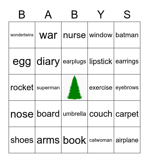 Jason and Kat's Baby Bingo Card