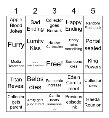 S3E3 Bingo Card
