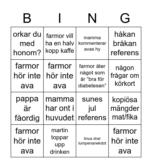 enköping bingo Card