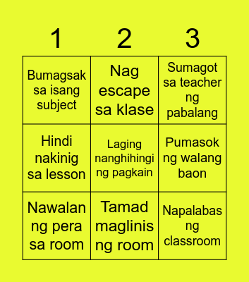 I Statements Bingo Card