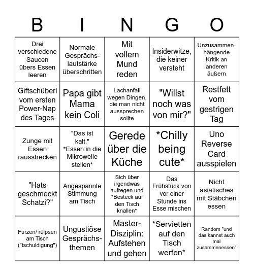 Mitagessen Bullshit-Bingo Card