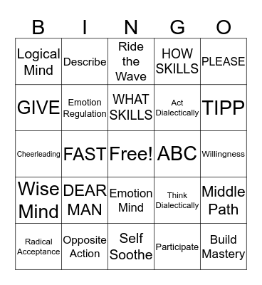 DBT BINGO Card