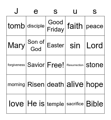 Easter Bingo Card