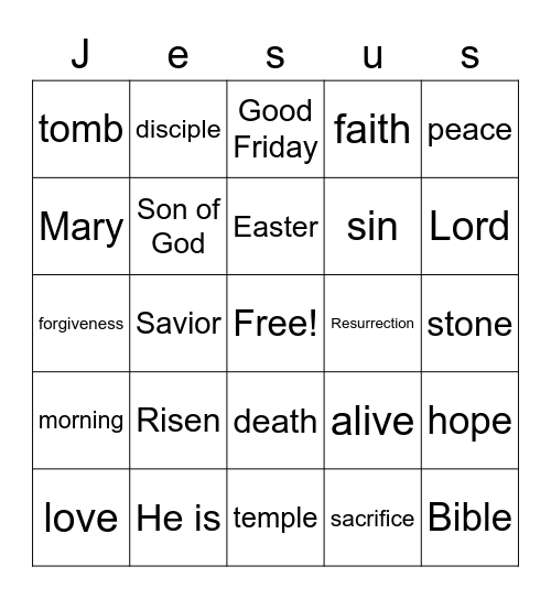 Easter Bingo Card